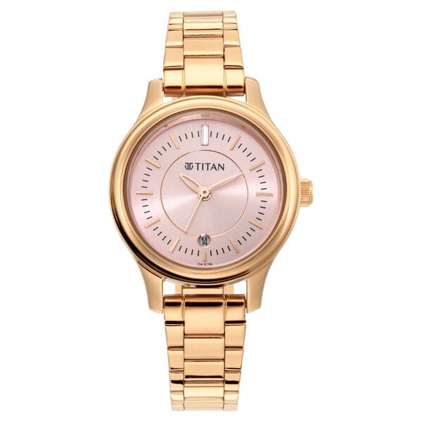 Titan 2638WM01 Women’s Rose-Gold Dial Analog Watch with Rose-Gold Metal Strap