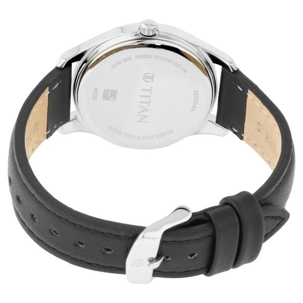 Titan 2639SL01 Black Dial Analog Quartz Leather Strap Women’s Watch – Black Band, Round Case, Classic Everyday Style