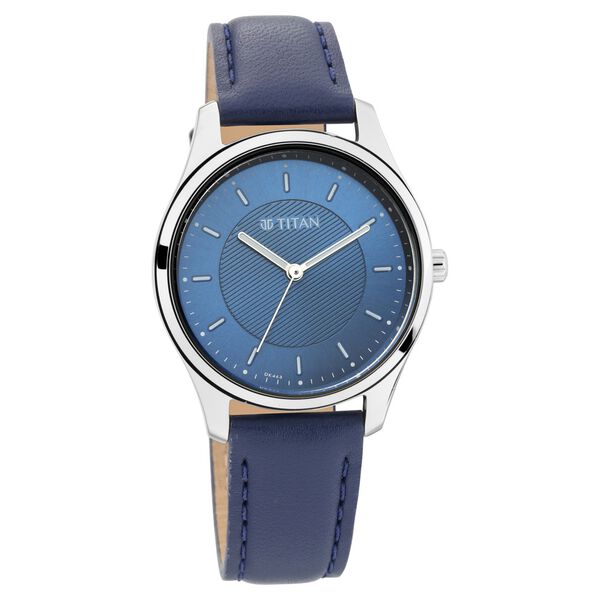 Titan 2639SL02 Women’s Quartz Analog Watch with Blue Dial & Blue Leather Strap