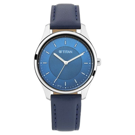 Titan 2639SL02 Women’s Quartz Analog Watch with Blue Dial & Blue Leather Strap
