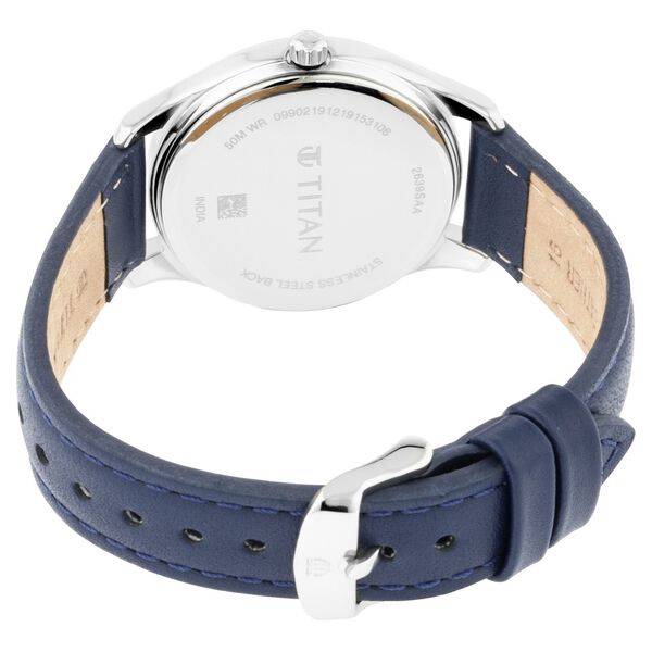 Titan 2639SL02 Women’s Quartz Analog Watch with Blue Dial & Blue Leather Strap