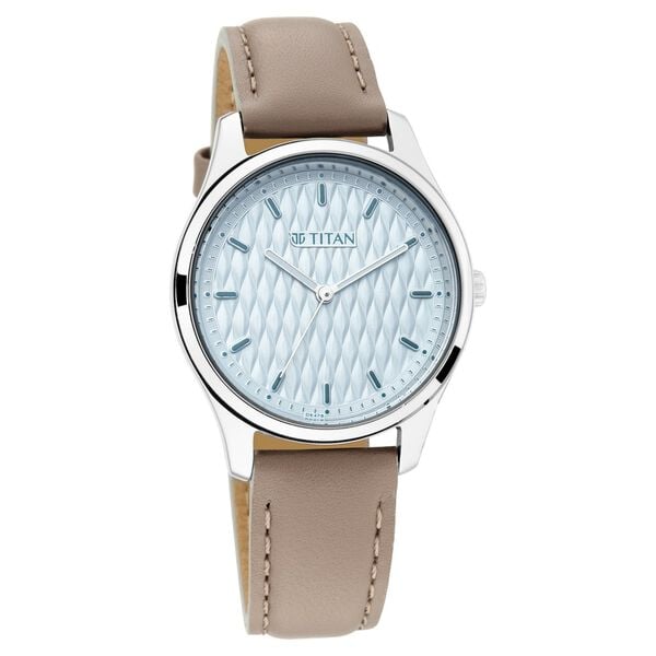 Titan NP2639SL05 Women’s Quartz Analog Blue Dial Leather Watch
