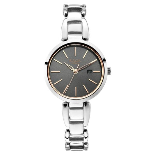 Titan 2642SM01 Women’s Grey-Dial Analog Watch with Silver Stainless-Steel Strap