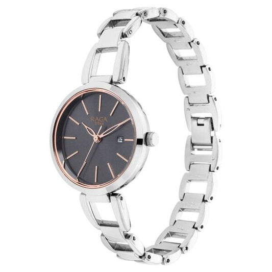 Titan 2642SM01 Raga Viva Quartz Analog Grey Dial Silver Metal Strap Watch – Women