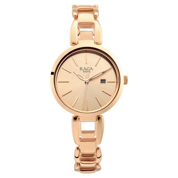 Titan 2642WM01 Women’s Quartz Analog Watch with Rose-Gold Dial & Rose-Gold Metal Bracelet Strap