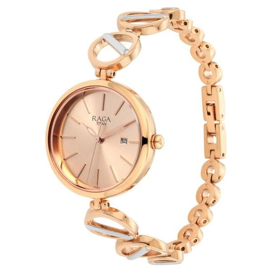 Titan– 2644KM02 Raga Viva IV Analog Women’s Watch with Rose Gold Dial & Rose Gold Metal Strap