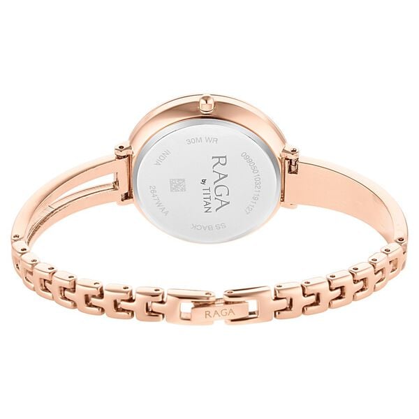 Titan 2647WM01 Rose Gold Dial Analog Quartz Stainless Steel Women’s Watch – Rose Gold Band, Round Case, Embellished Design