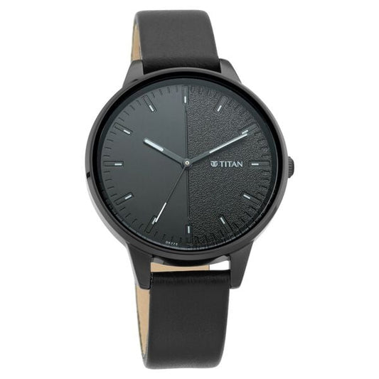 Titan 2648NL01 Women Black Dial Leather Strap Quartz Analog Watch