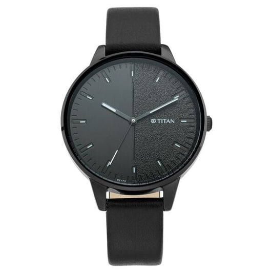 Titan 2648NL01 Women Black Dial Leather Strap Quartz Analog Watch