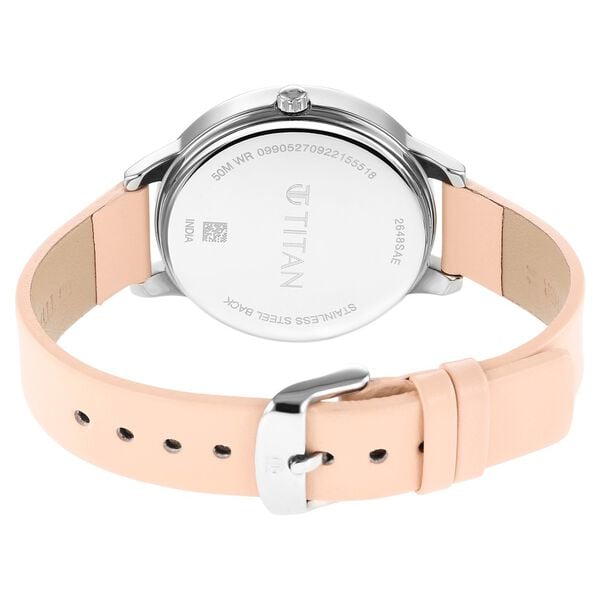 Titan 2648SL07 Pink Dial Leather Strap Women’s Analog Watch