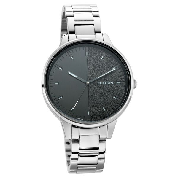 Titan 2648SM02 Women’s Quartz Analog Watch with Black Gradient Dial & Silver Metal Bracelet Strap