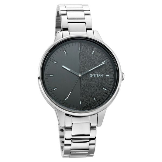 Titan 2648SM02 Women’s Quartz Analog Watch with Black Gradient Dial & Silver Metal Bracelet Strap