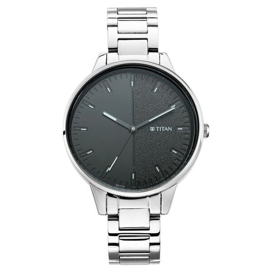 Titan 2648SM02 Women’s Quartz Analog Watch with Black Gradient Dial & Silver Metal Bracelet Strap