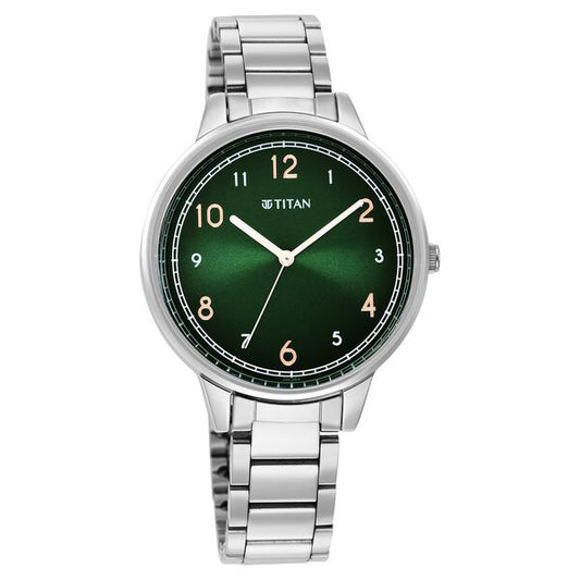 Titan 2648SM05 Trendsetters Quartz Analog Green Dial 36.5 mm Metal Case Stainless Steel Strap Women Watch