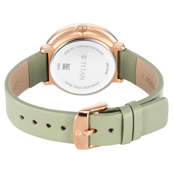 Titan 2648WL06 Women Green Dial Leather Strap Quartz Analog Watch