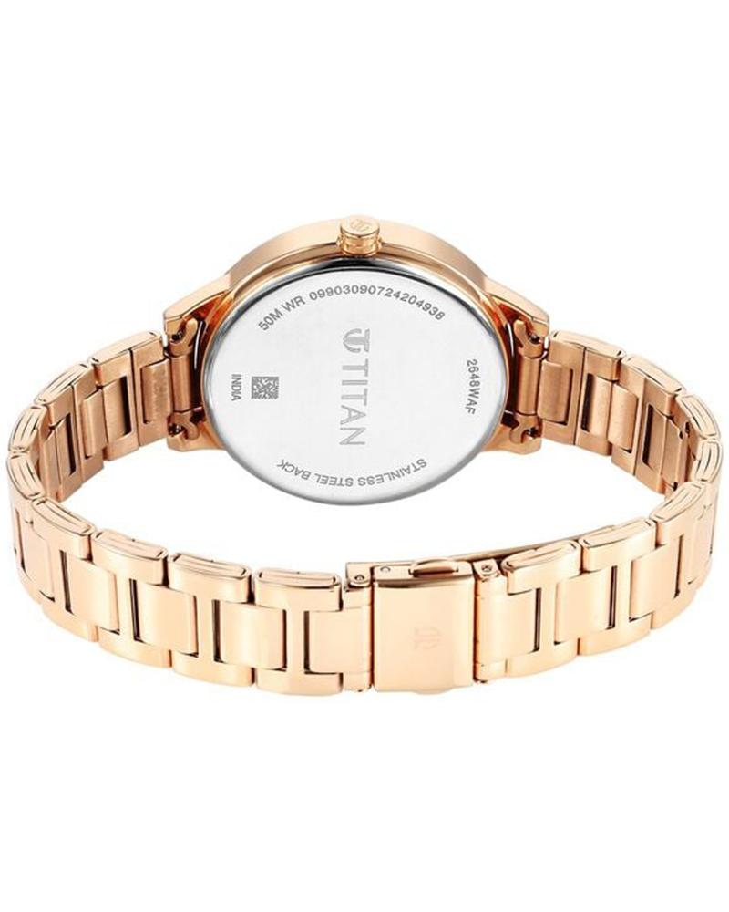 Titan 2648WM09 Razzle Dazzle Quartz Analog Green Dial Rose Gold Stainless Steel Women's Watch
