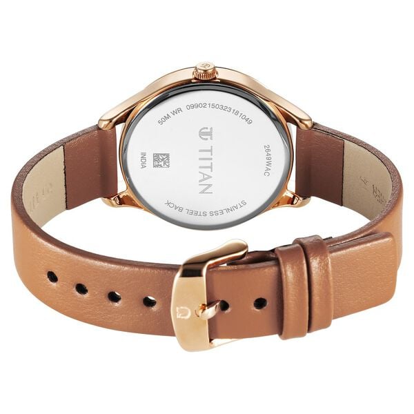 Titan 2649WL04 Women White Dial Leather Strap Quartz Analog Watch