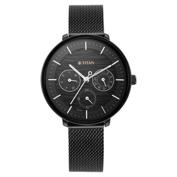 Titan 2651NM02 Women Black Dial Metal Strap Multifunction Quartz Watch