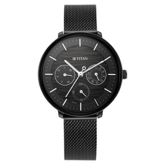 Titan 2651NM02 Women Black Dial Metal Strap Multifunction Quartz Watch