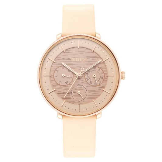 Titan 2651WL03 Women’s Quartz Analog Rose-Gold Dial Watch with Leather Strap