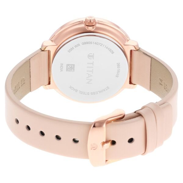 Titan 2651WL03 Women’s Quartz Analog Rose-Gold Dial Watch with Leather Strap
