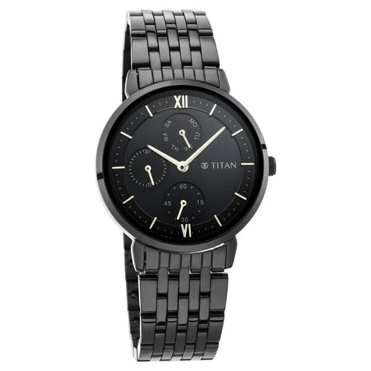 Titan 2652NM01 Black Dial Analog Quartz Women’s Watch – Black Metal Band, Round Case, Multifunction