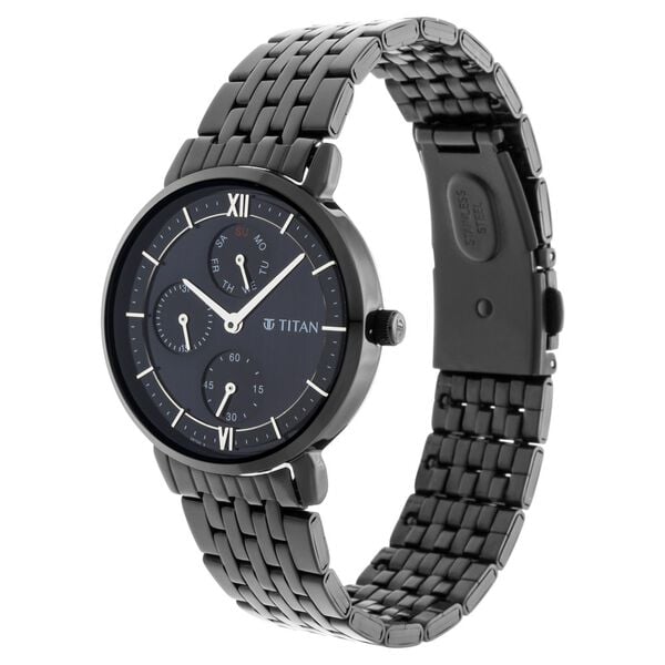 Titan 2652NM01 Black Dial Analog Quartz Women’s Watch – Black Metal Band, Round Case, Multifunction
