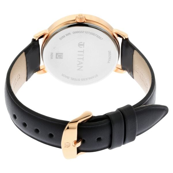 Titan 2652WL01 Women’s Quartz Analog Watch with Black Dial & Black Leather Strap