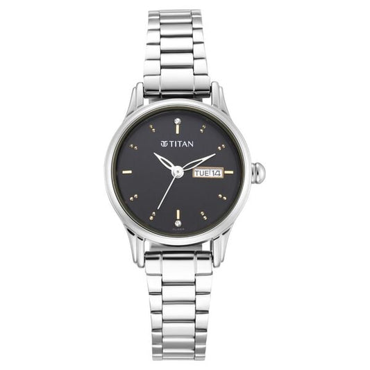 Titan 2656SM03 Women Black Dial Metal Strap Quartz Watch