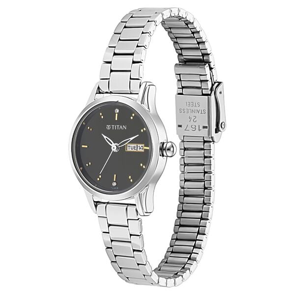 Titan 2656SM03 Women Black Dial Metal Strap Quartz Watch