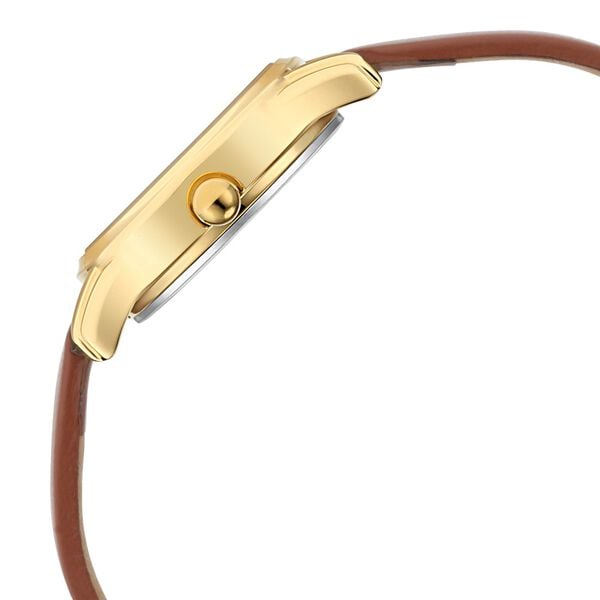 Titan 2656YL01 Women’s Quartz Analog Watch with White Dial & Brown Leather Strap