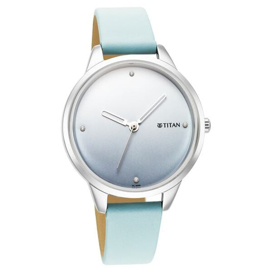 Titan 2664SL02 Women’s Quartz Analog Watch with Blue Dial & Blue Leather Strap