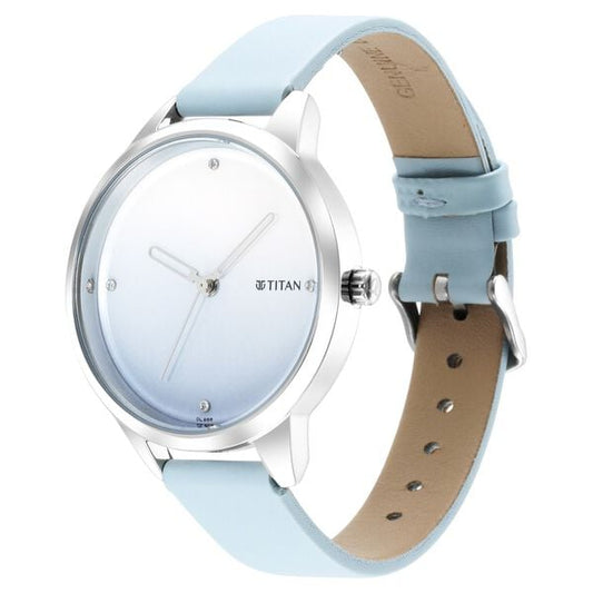 Titan 2664SL02 Analog Quartz Women’s Watch with Blue Dial and Blue Leather Strap