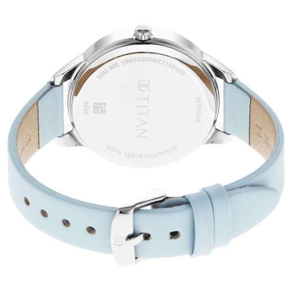 Titan 2664SL02 Analog Quartz Women’s Watch with Blue Dial and Blue Leather Strap