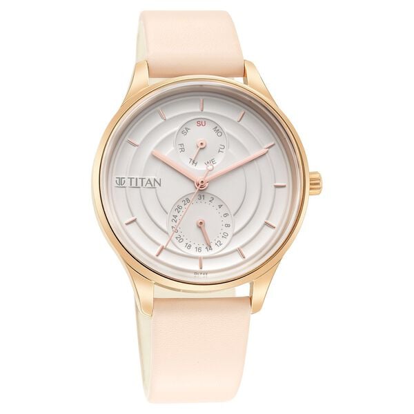 Titan– 2670WL06 Neo Workdays Analog Women’s Watch with Silver Dial & Pink Leather Strap