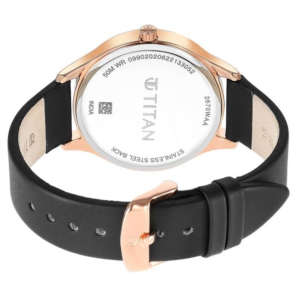 Titan 2670WL07 Quartz Multifunction Black Dial Leather Strap Women Watch