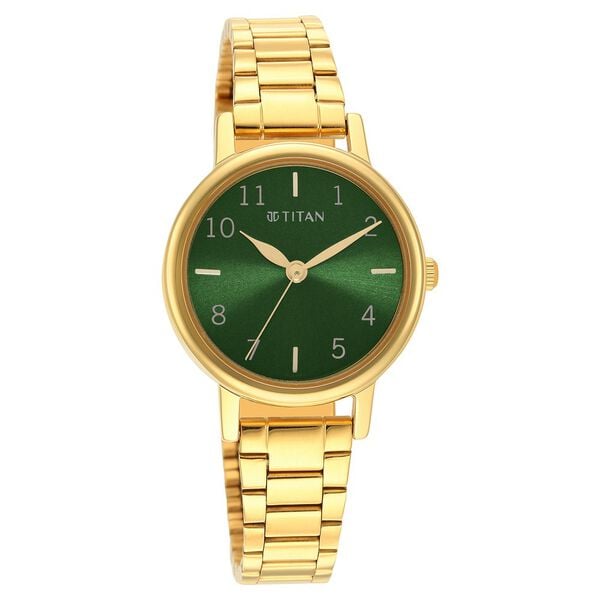 Titan 2678YM01 Karishma Green Dial Analog Stainless Steel Strap watch for Women
