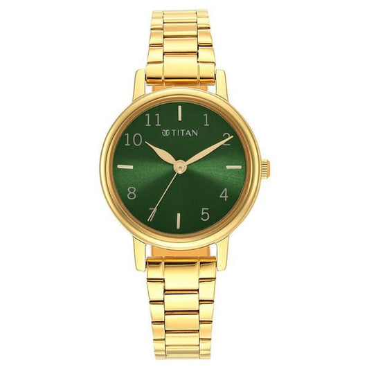 Titan 2678YM01 Karishma Green Dial Analog Stainless Steel Strap watch for Women