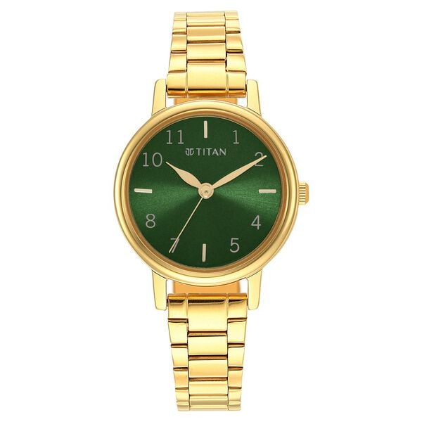 Titan 2678YM01 Karishma Green Dial Analog Stainless Steel Strap watch for Women