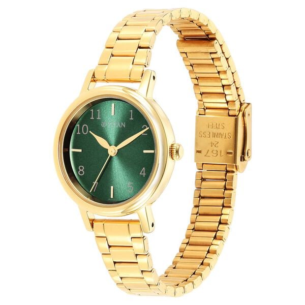 Titan 2678YM01 Karishma Green Dial Analog Stainless Steel Strap watch for Women