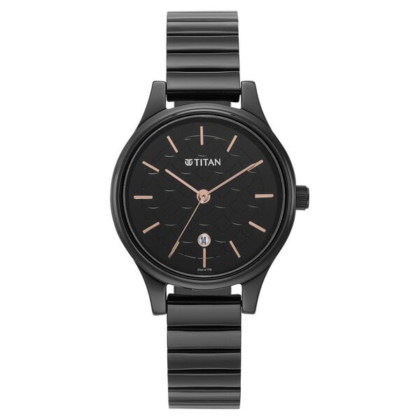 Titan 2679NM01 Women’s Quartz Analog Watch with Black Dial & Black Stainless Steel Strap