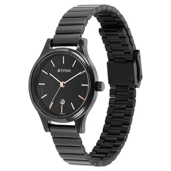 Titan 2679NM01 Analog Quartz Women’s Watch with Black Dial and Black Stainless Steel Strap