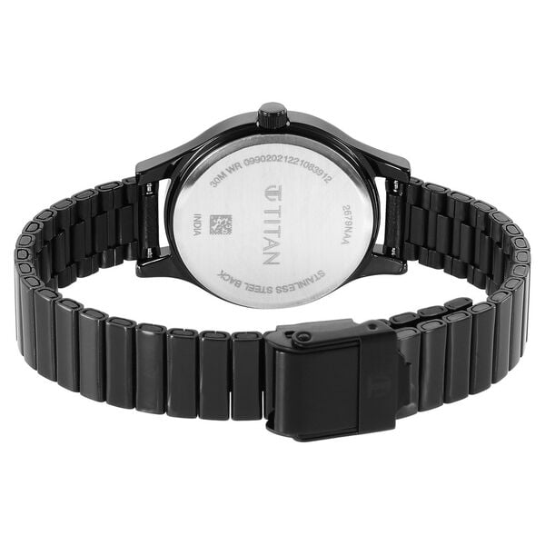 Titan 2679NM01 Women’s Quartz Analog Watch with Black Dial & Black Stainless Steel Strap