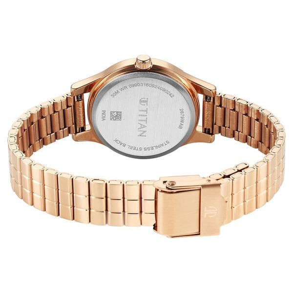 Titan 2679WM02 Women’s Off-White Dial Analog Watch with Rose-Gold Stainless Steel Strap