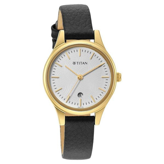 Titan 2679YL01 Karishma White Dial Women's Black Leather Analog Watch