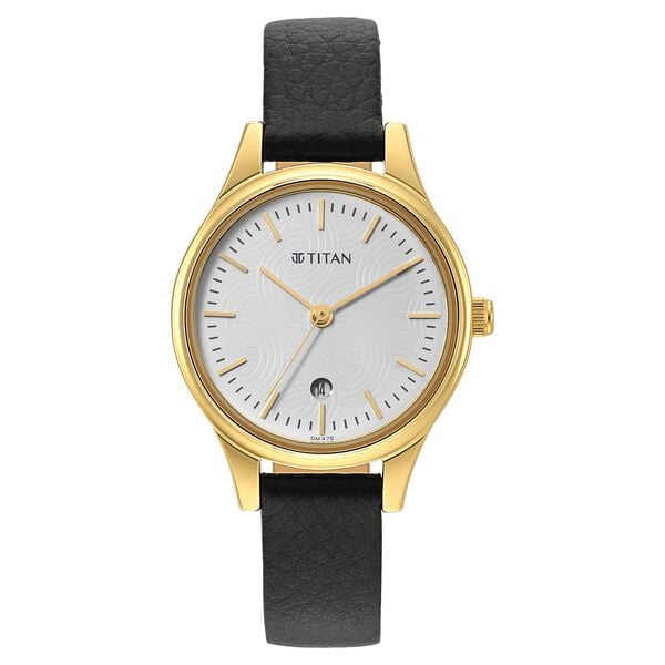 Titan 2679YL01 Karishma White Dial Women's Black Leather Analog Watch
