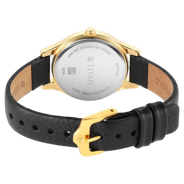 Titan 2679YL01 Karishma White Dial Women's Black Leather Analog Watch