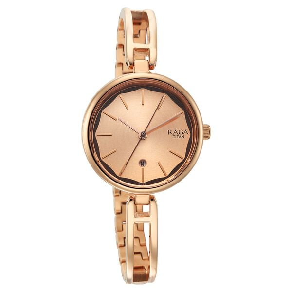 Titan NS2683WM01 Women’s Quartz Analog Rose-Gold Dial Watch with Rose-Gold Metal Strap
