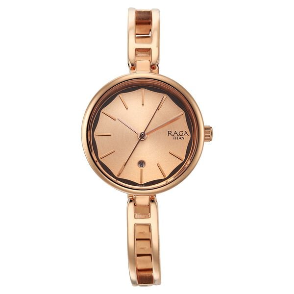 Titan NS2683WM01 Women’s Quartz Analog Rose-Gold Dial Watch with Rose-Gold Metal Strap