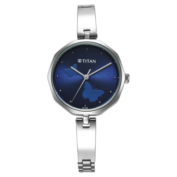Titan 2702SM02 Karishma Quartz Analog Blue Dial 36.25 mm Metal Case Stainless Steel Bracelet Women Watch